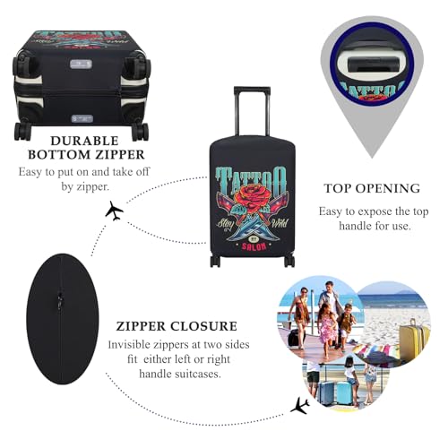 Image of Explore Land Travel Luggage Cover Air Approve Suitcase Protector Fits 18-32 Inches Case, Blade Rose, M, Blade Rose