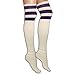 AJs Retro Thigh High Tube Socks - White, Purple