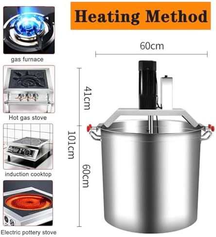 40L Commercial Food Mixer with Heating, 4 Blade Scraper for Jam, Sauce, Filling & Hot Pot Seasoning, Adjustable Speed, Professional Kitchen Equipment