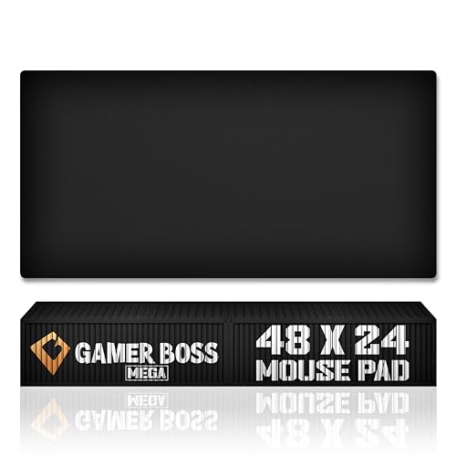 Gamer Boss - Gaming Mouse Pad - 48 x 24 Inches - 4mm Thick with Stitched Edges, Non-Slip Rubber Base, Premium Cloth Mousepad, Desk Mat for Laptop, Keyboard, Computer & PC (Mega, Black)