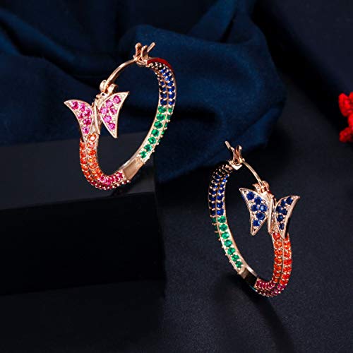 Créoles papillon arc-en-ciel en zircone pour illuminer vos tenues d'été