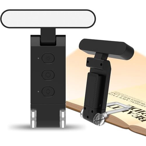 Luz LED para libros, lámpara de lectura para leer por la noche con función de memoria, 5 modos de protección ocular y 6 niveles de brillo, gran área de lámpara, batería de larga duración, flexible de