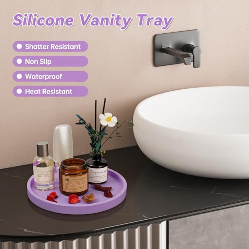 Plateau de salle de bain en silicone violet NiHome flexible - 6