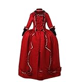Fortunehouse Damen Mittelalterliche Kleid mit Fliege Rote Retro Kostüme für Halloween