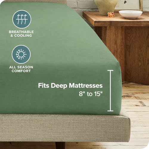 Image of 600 TC 100% Egyptian Cotton Fitted Sheet for Single Bed Size Fitted Bed Sheet with Pillow Cover for Bedroom, Soft Hotel Quality Size - 36 x78+12 Sage Pillow Cover Size -18 x 28 Inch