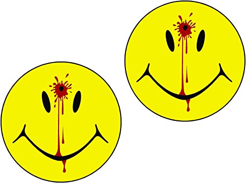 2-3" Set Smiley Face Dead Decal Head Shot Bullet Hole Guns Sticker Decal Blood