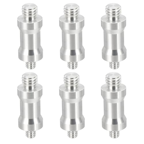 PATIKIL Camera Spigot Screws Converter 3/8" to 1/4" Male to Male, 6 Pack Tripod Screw Adapter Spigot Stud for Light Stand Hot Shoe Cold Shoe Adapter Ball Head Flash, Silver