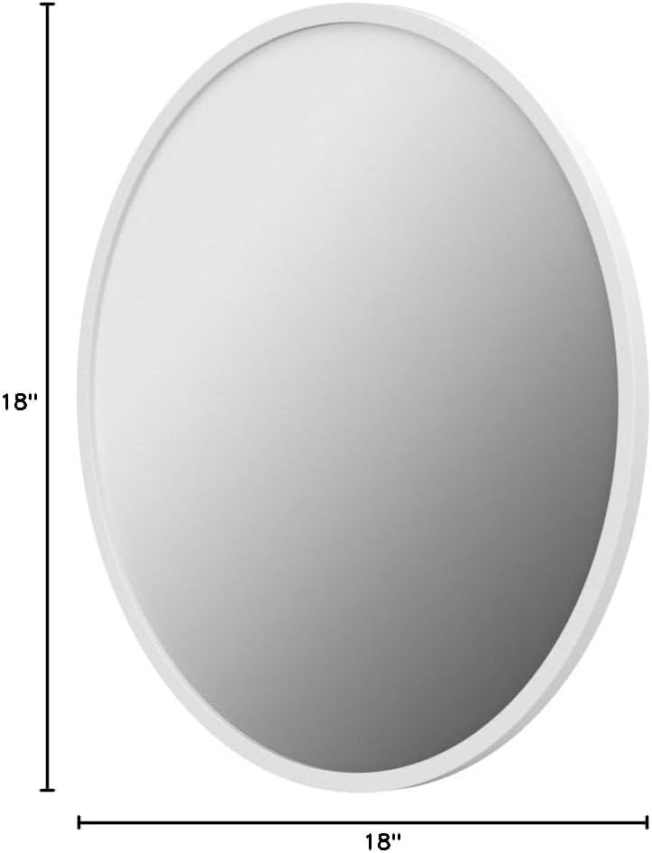 18'' White Round Rubber Framed Wall Mirror