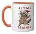 Raccoon Christmas Season Feral Let's Get Trashed Trash Panda Ceramic Mug, Orange/White