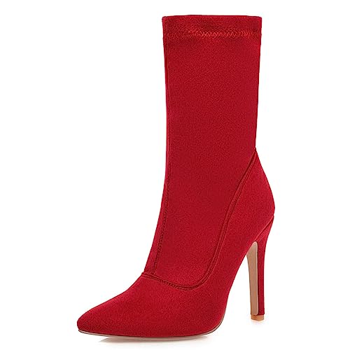 Bottines fermeture éclair latérale PAYDVOIER stretch souple couleur rouge