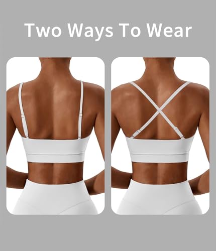 Image of Comper Sports Bra for Women Wirefree Racerback Workout Bras Sexy Thin Straps Yoga Sport Bras with Removable Pads