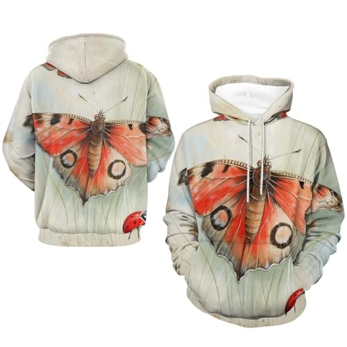 Sweat à capuche Coccinelle Papillon S pull gris unisexe