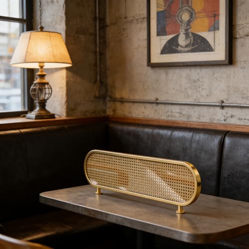 Cloison de séparation de bureau moderne en acier noir et rotin de 110 cm