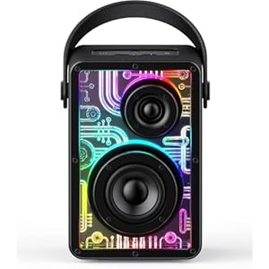 Raymate Bluetooth Speakers Wireless, 80W Bluetooth Speakers with Subwoofer Bluetooth-V5.3, HiFi Stereo Sound, Rhythmic Lighting System, 15H Playtime, 8000mAh Power Bank for Phone, Portable for Outdoor