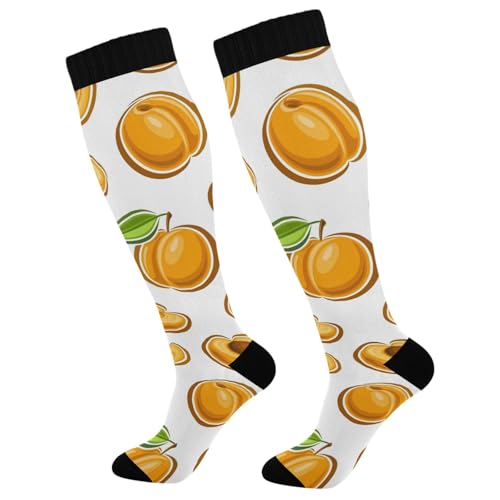 Dussdil Yellow Apricot Compression Socks for Women Men Christmas Circulation Long Knee Socks for Winter Warm Stockings Socks