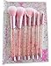 Fashionwu 7 Pcs Fashion Crystal Glitter Diamond Makeup Brushes Set Foundation Cosmetic Brush Tools with Bag