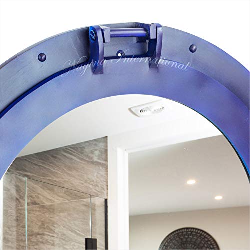 Nagina International Nautical Porthole Aluminium Blue Color | Maritime Wall Decor (15 Inches, Mirror) - Image 4