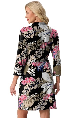 Image of PrinStory Womens Robe Knee Length Soft Knit Bathrobe S-2XL