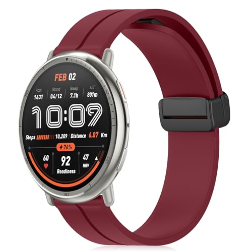[RoSoki] 20 mm �o���h Amazfit Active 3 Premium/Amazfit Active 2/Active 2 Square �Ή� �V���R���� �}�O�l�b�g�t�� �X�|�[�c�o���h �ւ��X�g���b�v �����x���g �_�炩�� �����ȒP �j��