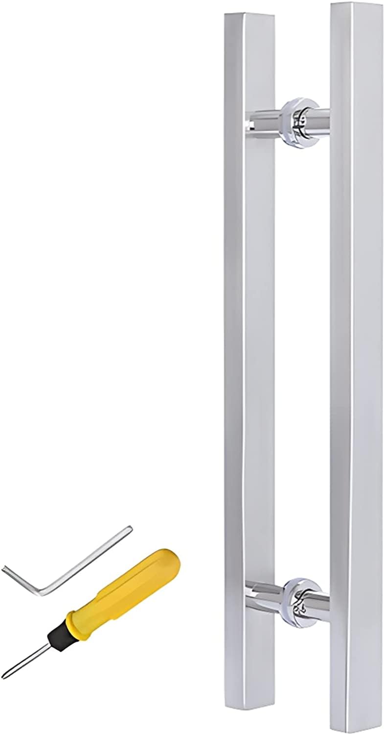 Poignée de porte d'entrée en H argentée 120cm pour bois