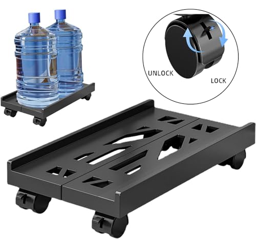 soporte para CPU para PC, soporte ajustable con 4 ruedas debajo del escritorio, torre de ordenador - Negro - imagen 3