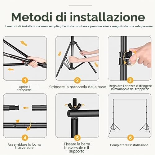 EMART Supporto Fondale Fotografico 2,6x3m, Supporti per Sfondi Regolabile | 2 Morsetti a Molla, Studio, Ritratto, Fotografia di Prodotto