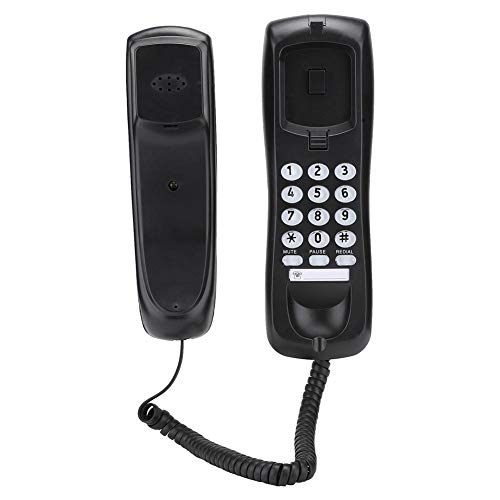 V BESTLIFE Wall-Mountable Corded Telephone, KX-T628 No AC Power Required Wired Desktop Wall Phone for Home/Hotel/Office - Black