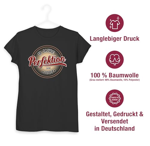 Shirt Damen - 18. Geburtstag - Achtzehn Jahre Perfektion seit 2007 - M - Schwarz - geschnke zum 18 Geschenk für 18-jährige mädchen volljährig 2004 t-Shirt besonderes t-shirt18 18ten 18th Tshirt