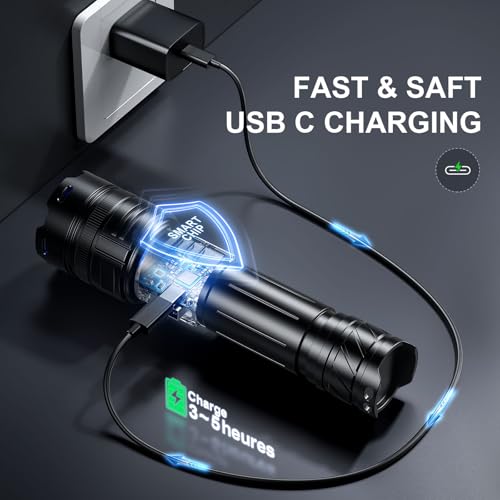 Phixton PH2403 Rechargeable Flashlights 1000000 High Lumens Single One Mode Super Bright thumb #3