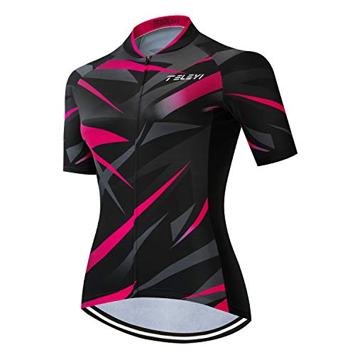 Women's Cycling Jersey, Short Sleeve and Bike Jersey Reflective 3-Pockets S-3XL Red