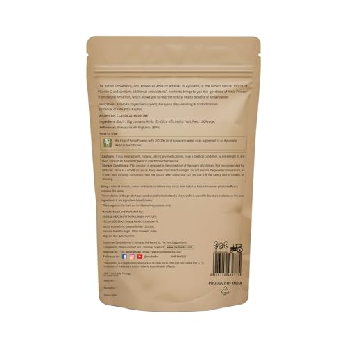 Image of Neuherbs Amla Powder 100g | Indian Gooseberry Powder for Hair Growth, Glowing Skin & Daily Wellness | Rich in Antioxidants | 100% Pure & Natural