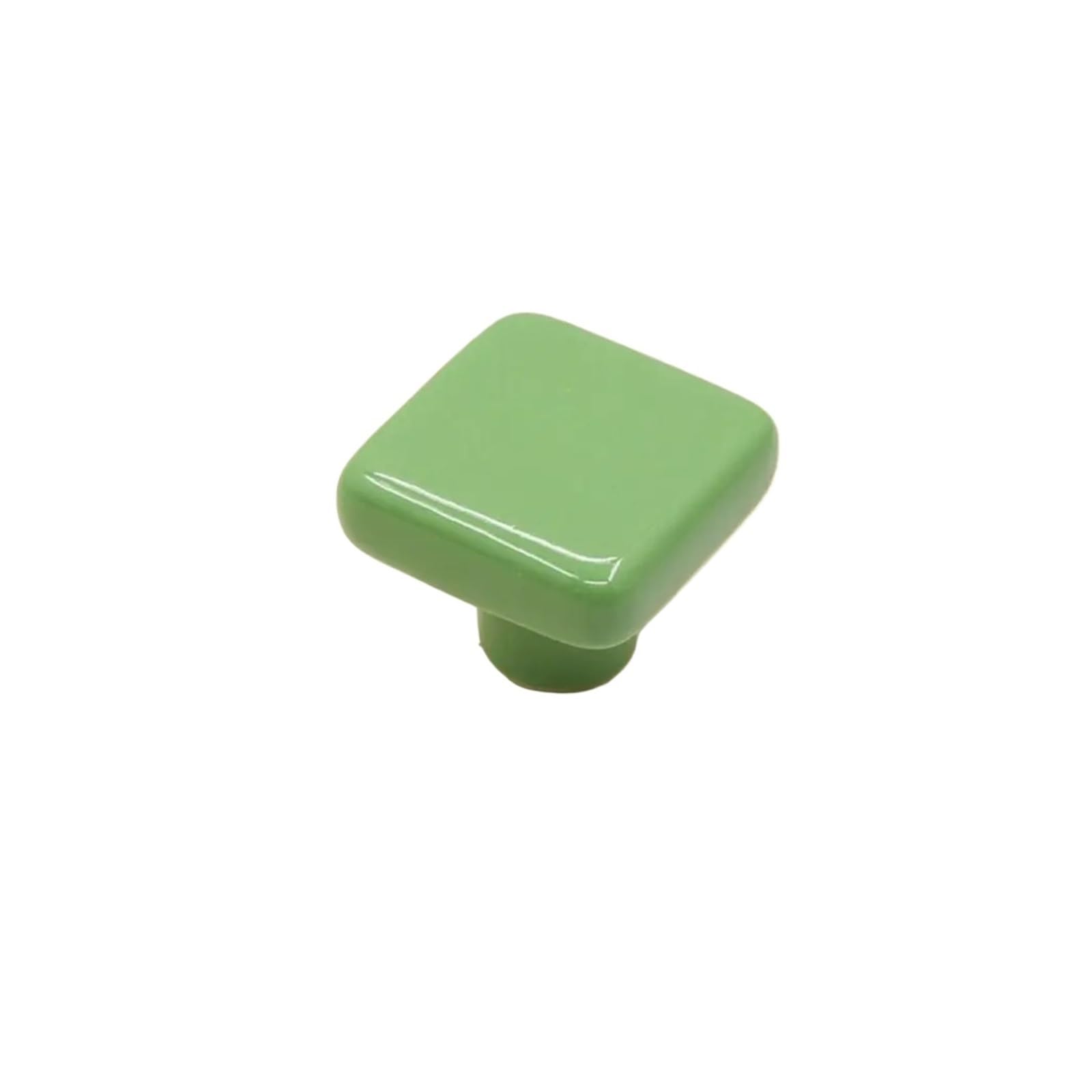Wonjoxel Green Ceramic Door Knobs 4Pcs Simplicity Single Hole Colored Ceramic Knob Pull Handles Drawer Knobs Modern Square Cabinet Wardrobe(Green)