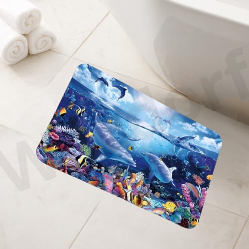 Image of Wazdorf 3D Bathroom Mat - Non Slip Water Absorbent Bathroom Mat Bathroom Easy Care Shower Rugs, Perfect for Home Office & Kitchen, Bathroom