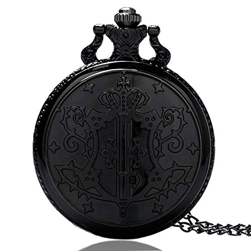 Butler Sebastian Ciel Black Pocket Watch, Butler Sebastian Ciel Cosplay Pocket Watches for Men, Christmas Gifts