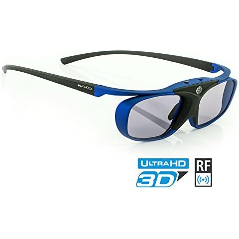 Hi-SHOCK BT/RF Pro Deep Heaven | Active 3D glasses for 3D TVs from Sony, Samsung, Panasonic, LG & 3D-RF projectors from Sony, Epson, Jvc [120 Hz | rechargeable battery | 32g | RF/Bluetooth] Cover