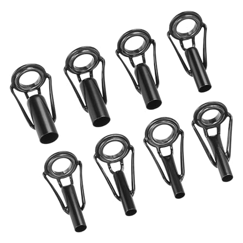 PATIKIL 3-6 mmチューブ径 釣り竿先端修理キット 8個 ステンレスリングガイド 海水淡水釣り用 黒