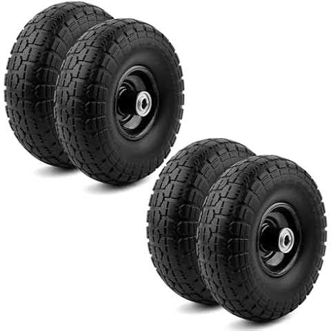 10" Flat-Free Replacement Tires for Garden Including Cart, Black (Flat Free) NO Flats Ever - 4 PACK Cover