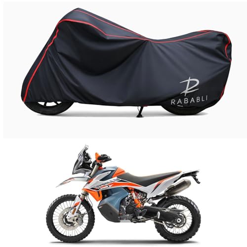 Image of Waterproof Bike Body Cover Compatible for | KTM 890 Adventure STD | Taffeta Fabric, Red Piping Design, Bottom Elastic Fit | Dustproof, Sun UV & Rain Protection for All Bikes