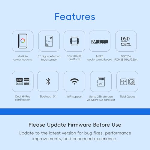 Image of HiBy R1 HiFi MP3 Player with Bluetooth 5.1 Tidal Qobuz DSD 256 Native Lossless Music Player with Touchscreen /Hi Res Audio Certified /MSEB Tuning /2TB Expanded Memory