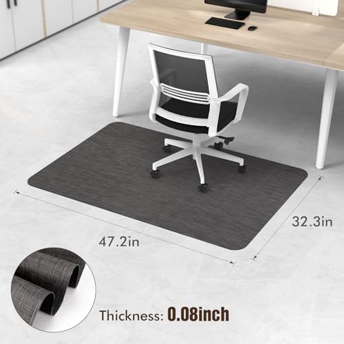 Image of Blvornl Office Chair Mat for Hardwood Floor, 32.3 inchx 47.2 inch Desk Chair Mat for Hard Wood and Tile Floor, Large Anti-Slip Hard Floor Protector Rolling Chair Pad, PVC Desk Rug, Black