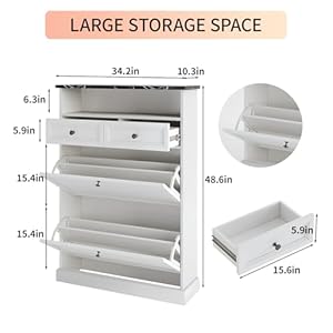 Maupvit Narrow Shoe Storage Cabinet with 2 Flip Drawers, Freestanding Shoe Cabinet Storage for Entryway, Shoe Organizer with 2 Drawers & Open Storage, Shoe Rack Organizer White Maupvit Narrow Shoe Storage Cabinet with 2 Flip Drawers Freestanding Shoe Cabinet Storage for Entryway Shoe Organizer with 2 Drawers Open Storage Shoe Rack Organizer White