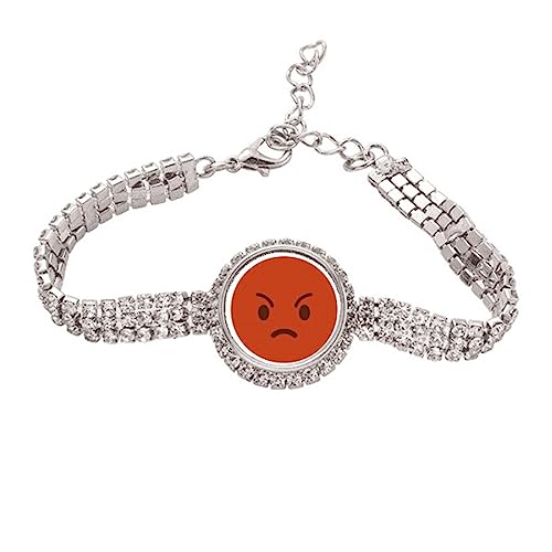 Bracelet de cheville visage en colère en strass rouge brillant