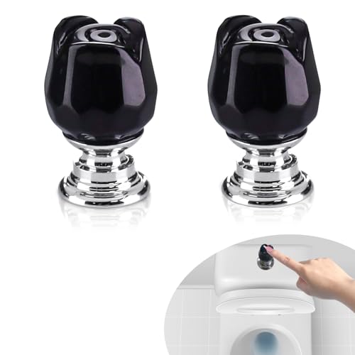 2pcs Toilet Button Pusher, Toilet Flush Tool Kit to Protect Women Manicures, Drawer Pull Handle(Black)
