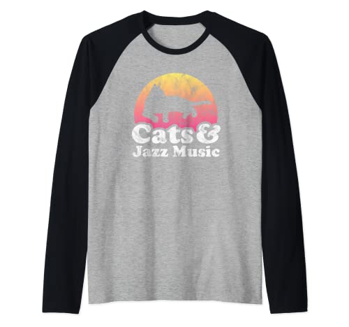 Cats and Jazz Music - Gato para hombre o mujer Camiseta Manga Raglan
