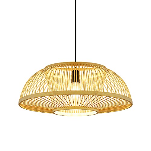 Lustre suspension rotin vintage luminaire plafond japonais salon et café 60cm