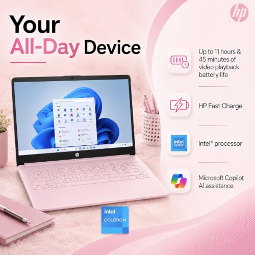 Image of HP Ultrabook Laptop, 8 GB RAM, Intel 4‑Core,1‑Year Microsoft 365, Fast Charge, WiFi 6, Win11 Home, No Mouse