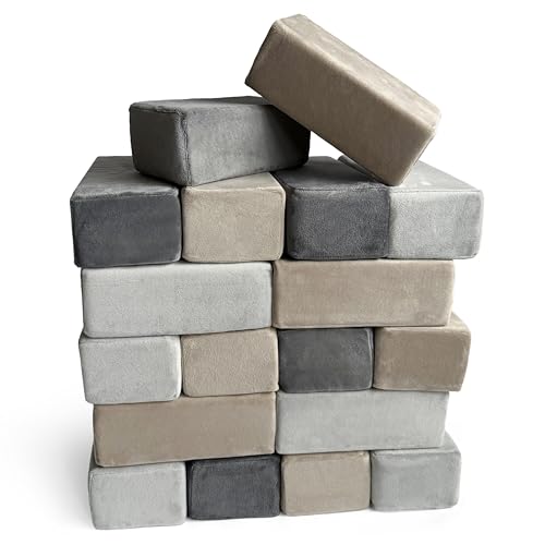 Image of The Original Premium Plush Building Block for Kids - Certified Safe Foam Blocks in Luxuriously Soft Fabric Covers (Castle Rock, Blocks)