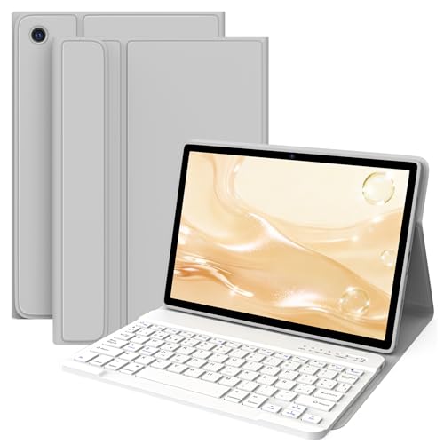 BQSS Funda con Teclado para Samsung Galaxy Tab A11+/A9+ 11 Pulgadas 2025/2023, QWERTY Español Ñ, Desmontable Bluetooth Magnéticamente (Gris)