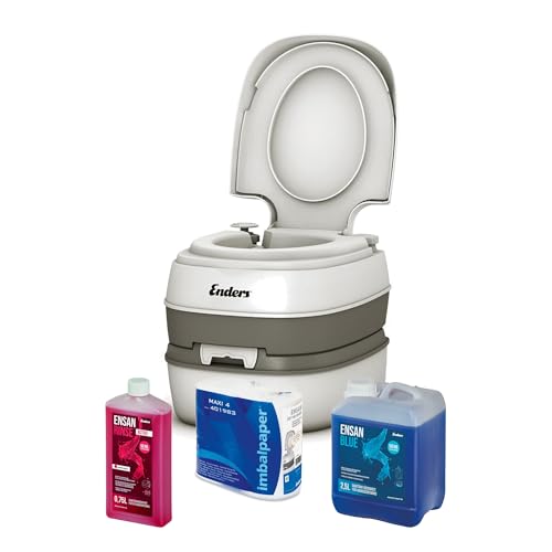 Enders Campingtoilette Starter-Set Blue 2,5 Liter Comfort 4945 inkl. Sanitärflüssigkeit und WC Papier - Mobile Chemietoilette Campingklo Camping-Toilette