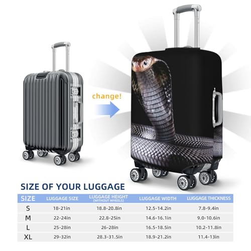 Black Cobra Snake For Travel Luggage Cover Suitcase Protector Fits 18-32 Inch Travel Luggage Protector Elastic Luggage Anti-Scratch Suitcase Cover4